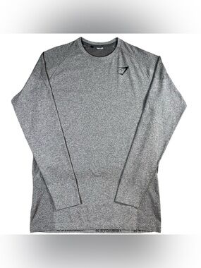 Gymshark Men Compression Long Sleeve Shirt Gray Athletic Base Layer Size M